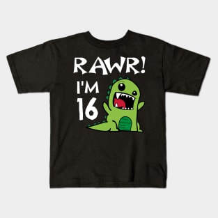 16th Birthday Dinosaur Kids T-Shirt